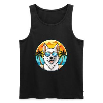 Berger Blanc Suisse Dog Breed Cartoon Sunglasses - Men's Premium Organic Tank Top - black - Front - Michal (187cm)