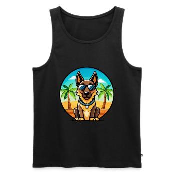 Belge Malinois Chien Race Dessin Animé Lunettes De Soleil Plage - Débardeur bio Premium Homme - noir - Devant - Michal (187cm)
