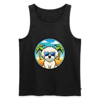 Bichon frisé race de chien dessin animé lunettes de soleil plage - Débardeur bio Premium Homme - noir - Devant - Michal (187cm)