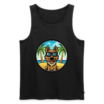 Lunettes de soleil de dessin animé de race de chien beige noir plage - Débardeur bio Premium Homme - noir - Devant - Michal (187cm)