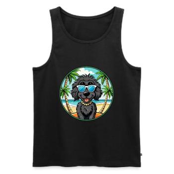 Lunettes de soleil de dessin animé de race de chien terrier russe noir - Débardeur bio Premium Homme - noir - Devant - Michal (187cm)