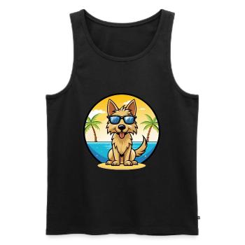 Berger Picard Chien Race Dessin Animé Lunettes de Soleil Plage - Débardeur bio Premium Homme - noir - Devant - Michal (187cm)
