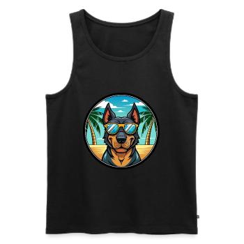 Beauceron Chien Race Dessin Animé Lunettes De Soleil Plage - Débardeur bio Premium Homme - noir - Devant - Michal (187cm)