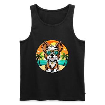 Biewer Terrier Dog Breed Cartoon Sunglasses Beach - Men's Premium Organic Tank Top - black - Front - Michal (187cm)