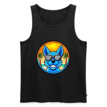 Blue Heeler Dog Breed Cartoon Sunglasses Beach - Men's Premium Organic Tank Top - black - Front - AI Model Male 178 light (178cm)