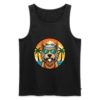 Briard Dog Breed Cartoon Sunglasses Beach - Men's Premium Organic Tank Top - black - Front - Michal (187cm)