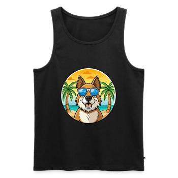 Bucovine Berger Race Dessin Animé Lunettes De Soleil Plage - Débardeur bio Premium Homme - noir - Devant - Michal (187cm)