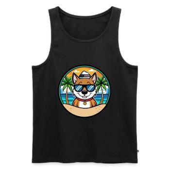Cao De Seo Miguel Hunderasse Cartoon Strand - Männer Premium Bio Tank Top - Schwarz - Vorne - AI Model Male 178 light (178cm)