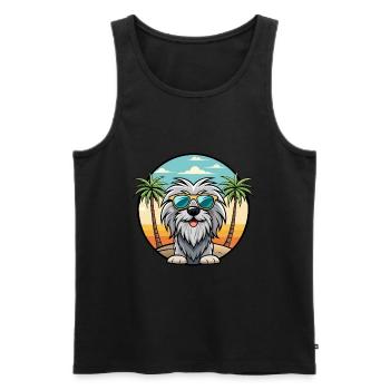 Bergamasco Sheepdog Breed Cartoon Sunglasses Beach - Men's Premium Organic Tank Top - black - Front - Michal (187cm)