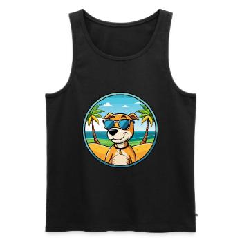 Auvergne Pointing Dog Breed Cartoon Sunglass Beach - Men's Premium Organic Tank Top - black - Front - AI Model Male 178 light (178cm)