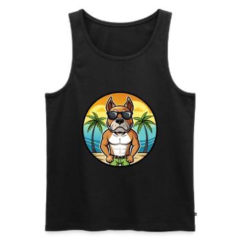 Bull Boxer Chien Race Dessin Animé Lunettes De Soleil Plage - Débardeur bio Premium Homme - noir - Devant - Michal (187cm)
