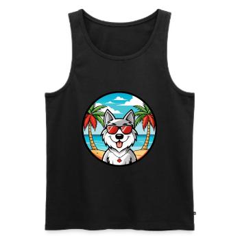 Lunettes de soleil de dessin animé de race de chien esquimau canadien plage - Débardeur bio Premium Homme - noir - Devant - Michal (187cm)