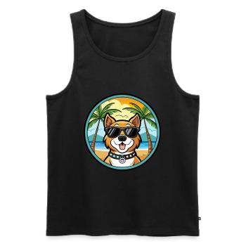 Cao De Castro Laboreiro Hunderasse Cartoon Strand - Männer Premium Bio Tank Top - Schwarz - Vorne - Michal (187cm)
