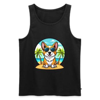 Cardigan Welsh Corgi Dog Breed Cartoon Sunglasses - Men's Premium Organic Tank Top - black - Front - Michal (187cm)