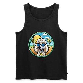 Corded Poodle Dog Breed Cartoon Sunglasses Beach - Men's Premium Organic Tank Top - black - Front - Michal (187cm)