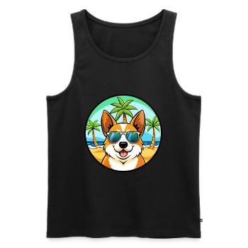 Corgi Dog Breed Cartoon Sunglasses Beach - Men's Premium Organic Tank Top - black - Front - Michal (187cm)