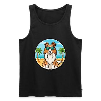 Collie Chien Race Dessin Animé Lunettes De Soleil Plage - Débardeur bio Premium Homme - noir - Devant - Michal (187cm)