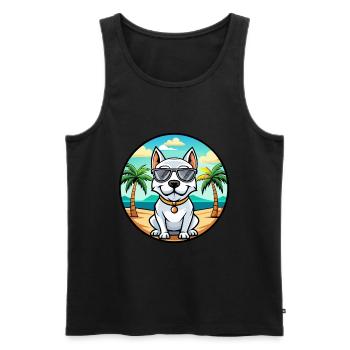 Dogue Argentino Chien Race Dessin Animé Lunettes De Soleil Plage - Débardeur bio Premium Homme - noir - Devant - Michal (187cm)