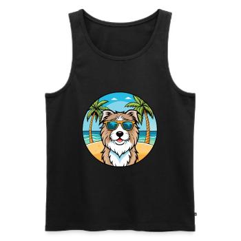 Catalan Sheepdog Breed Cartoon Sunglasses Beach - Men's Premium Organic Tank Top - black - Front - Michal (187cm)