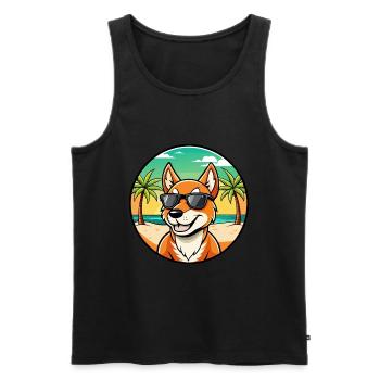 Dingo Hund Rasse Cartoon Sonnenbrille Strand - Männer Premium Bio Tank Top - Schwarz - Vorne - Michal (187cm)