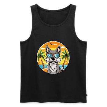 Czechoslovak Wolfdog Breed Cartoon Sunglass Beach - Men's Premium Organic Tank Top - black - Front - Michal (187cm)