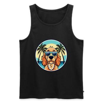 Englischer Cocker Spaniel Hunderasse Cartoon Beach - Männer Premium Bio Tank Top - Schwarz - Vorne - Michal (187cm)