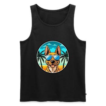 Berger Hollandais Chien Race Dessin Animé Lunettes De Soleil Plage - Débardeur bio Premium Homme - noir - Devant - Michal (187cm)