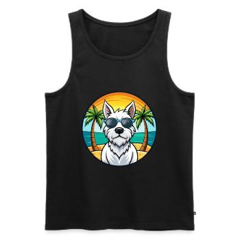 Lunettes de soleil de dessin animé de race de chien Terrier blanc anglais - Débardeur bio Premium Homme - noir - Devant - Michal (187cm)