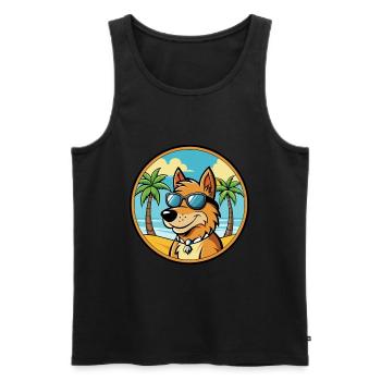 Frisian Pointing Dog Breed Cartoon Sunglass Beach - Men's Premium Organic Tank Top - black - Front - AI Model Male 178 light (178cm)