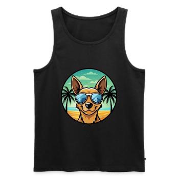 English Toy Terrier Dog Breed Cartoon Sunglasses - Men's Premium Organic Tank Top - black - Front - Michal (187cm)