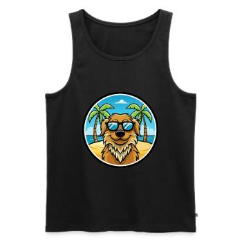 Friesische Wasserhundrasse Cartoon Sonnenbrille Strand - Männer Premium Bio Tank Top - Schwarz - Vorne - Michal (187cm)