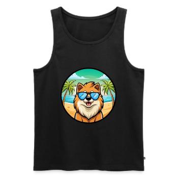 Eurasier Dog Breed Cartoon Sunglasses Beach - Men's Premium Organic Tank Top - black - Front - Michal (187cm)