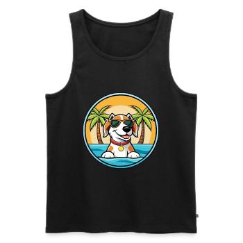 Estonian Hound Dog Breed Cartoon Sunglasses Beach - Men's Premium Organic Tank Top - black - Front - Michal (187cm)