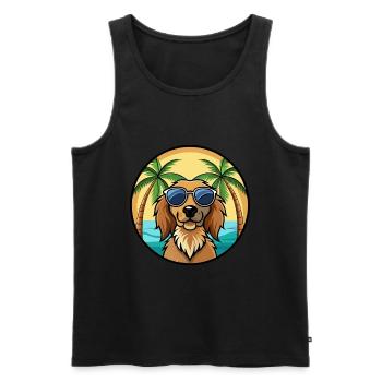 Field Spaniel Hund Rasse Cartoon Sonnenbrille Strand - Männer Premium Bio Tank Top - Schwarz - Vorne - Michal (187cm)