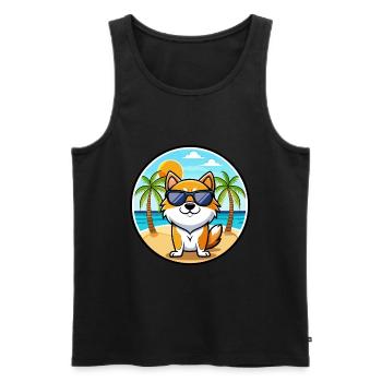 Hokkaido Hunderasse Cartoon Sonnenbrille Strand - Männer Premium Bio Tank Top - Schwarz - Vorne - Michal (187cm)