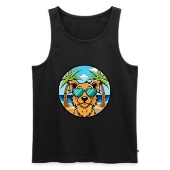 Hovawart Chien Race Dessin Animé Lunettes de Soleil Plage - Débardeur bio Premium Homme - noir - Devant - Michal (187cm)