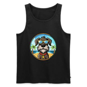 German Wirehaired Pointer Dog Breed Cartoon Beach - Men's Premium Organic Tank Top - black - Front - AI Model Male 178 light (178cm)