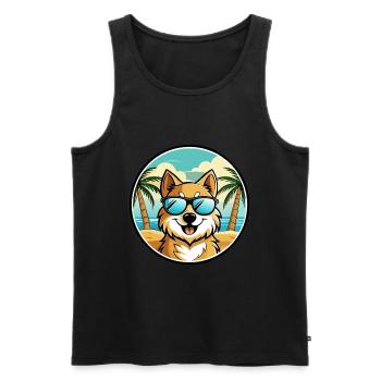 Deutscher Spitz Hund Rasse Cartoon Sonnenbrille Strand - Männer Premium Bio Tank Top - Schwarz - Vorne - Michal (187cm)