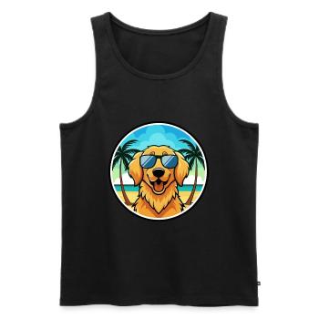 Golden Retriever Dog Breed Cartoon Sunglass Beach - Men's Premium Organic Tank Top - black - Front - Michal (187cm)