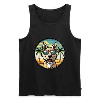 Indian Pariah Dog Breed Cartoon Sunglasses Beach - Men's Premium Organic Tank Top - black - Front - Michal (187cm)