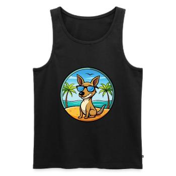 Kangaroo Dog Breed Cartoon Sunglasses Beach - Men's Premium Organic Tank Top - black - Front - AI Model Male 178 light (178cm)