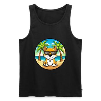 Lunettes de soleil de dessin animé de race de chien Kintamani Beach - Débardeur bio Premium Homme - noir - Devant - Michal (187cm)