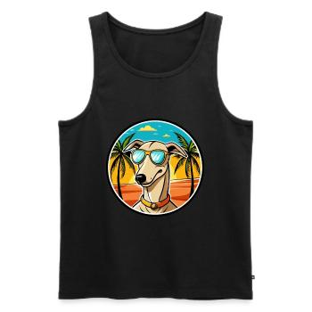 Greyhound Chien Race Dessin Animé Lunettes De Soleil Plage - Débardeur bio Premium Homme - noir - Devant - Michal (187cm)