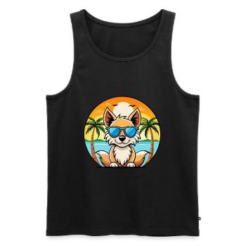 Indian Spitz Dog Breed Cartoon Sunglasses Beach - Men's Premium Organic Tank Top - black - Front - Michal (187cm)