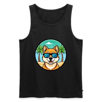 Jindo Dog Breed Cartoon Sunglasses Beach - Men's Premium Organic Tank Top - black - Front - Michal (187cm)