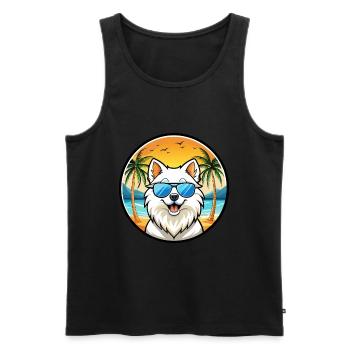Lunettes de soleil de dessin animé de race de chien Spitz japonais plage - Débardeur bio Premium Homme - noir - Devant - Michal (187cm)