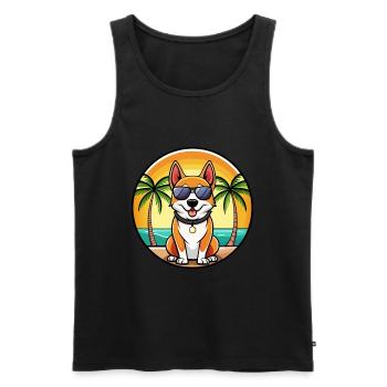 Japanese Terrier Dog Breed Cartoon Sunglass Beach - Men's Premium Organic Tank Top - black - Front - Michal (187cm)