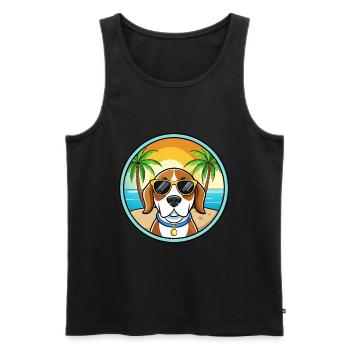 Kerry Beagle Chien Race Dessin Animé Lunettes de Soleil Plage - Débardeur bio Premium Homme - noir - Devant - Michal (187cm)