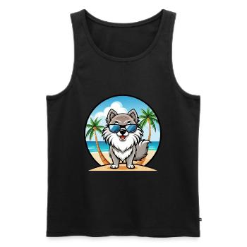 Keeshond Dog Breed Cartoon Sunglasses Beach - Men's Premium Organic Tank Top - black - Front - Michal (187cm)