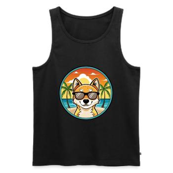 Kishu Ken Hunderasse Cartoon Sonnenbrille Strand - Männer Premium Bio Tank Top - Schwarz - Vorne - Michal (187cm)